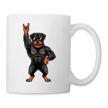 Cooler Rottweiler Musiker Gitarrist Rock Party Son - Tasse - Weiß - Rechts