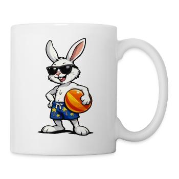 Hase Beach-Vibes mit Ball - Tasse - Weiß - Rechts