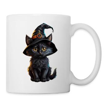 Hexenkatzchen im Zauberhut - Tasse - Weiß - Rechts