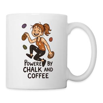 Bouldern, Chalk & Kaffee: Müde Kletterin Comic - Tasse - Weiß - Rechts