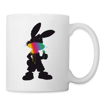 Cooler Hase Silhouette Neon Farbe Street Style  - Tasse - Weiß - Rechts