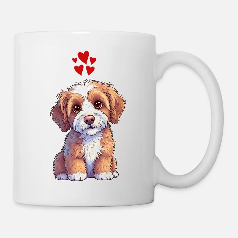 Tirage de dessins animés de Cœurs de chiot - Mug blanc - blanc