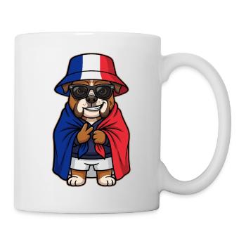 Frankreich Cartoon Hund Bulldogge Cool & Stylisch - Tasse - Weiß - Rechts