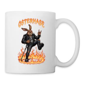 Heavy Metal Osterhase Rocker Ostern Hardcore Hase - Tasse - Weiß - Rechts