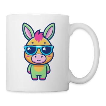 Colorful cute donkey in blue glasses - Mug - white - Right