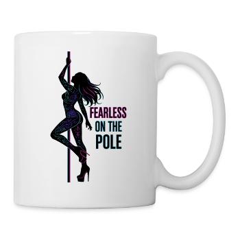 Fearless on the Pole – Neon Line Art Silhouette - Tasse - Weiß - Rechts