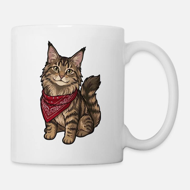 Chat Maine coon - Mug blanc - blanc