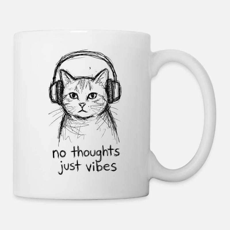 Chat avec un casque : Sans pensées - Mug blanc - blanc