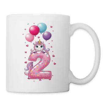 2 Jahre Mädchen Süßes Einhorn 2. Geburtstag - Tasse - Weiß - Rechts