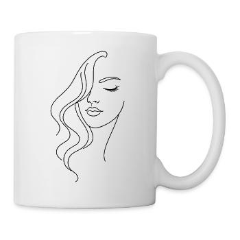 Woman Portrait Minimalist Elegant Black - Mug - white - Right