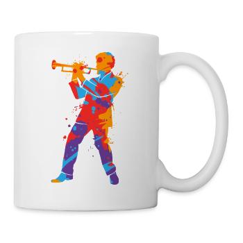 Trumpet colorful trumpet player children trumpeter - Mug - white - Right