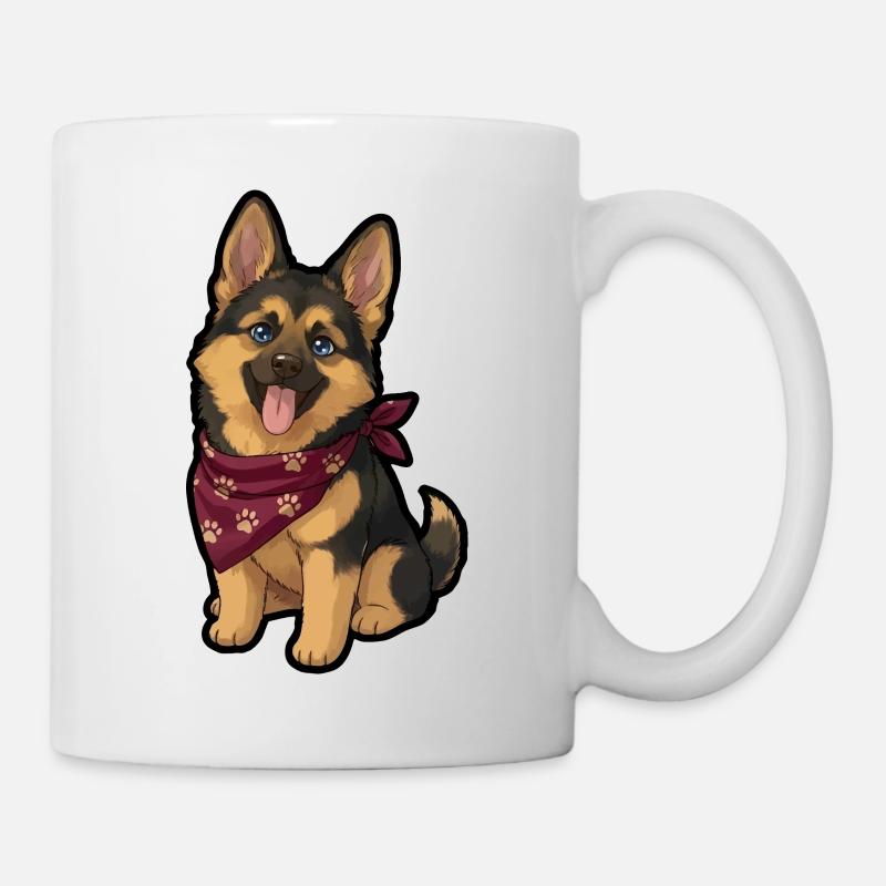 Deutscher Schäferhund Welpe Rotes Bandana - Tasse - Weiß