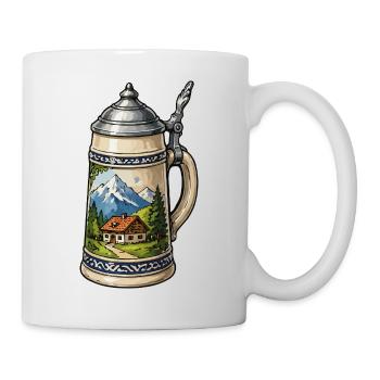 Alpenhütte im Bierkrug - Tasse - Weiß - Rechts