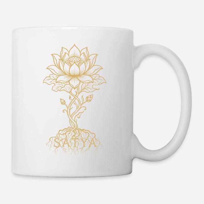 Golden Lotus Mandala Roots - Mug - white