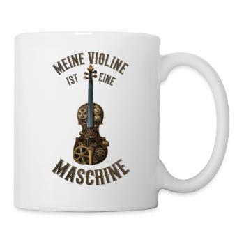 Meine Violine ist eine Maschine - Steampunk Geige - Tasse - Weiß - Rechts