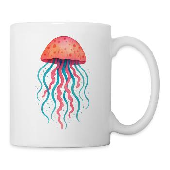 Neon-Quallen-Aquarell - Tasse - Weiß - Rechts