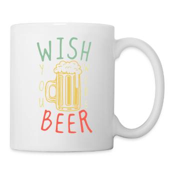 Bier wünschte, du wärst es – lustiges Bierwortspiel - Tasse - Weiß - Rechts