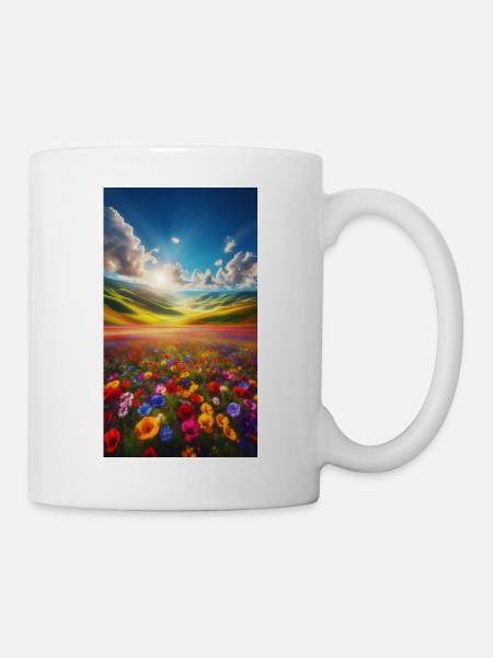 Rainbow meadow in sunlight - Mug - white