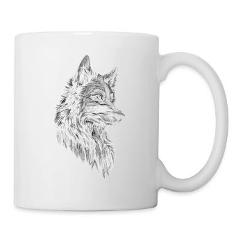 Wolf Kopf Realistisch - Tasse - Weiß - Rechts