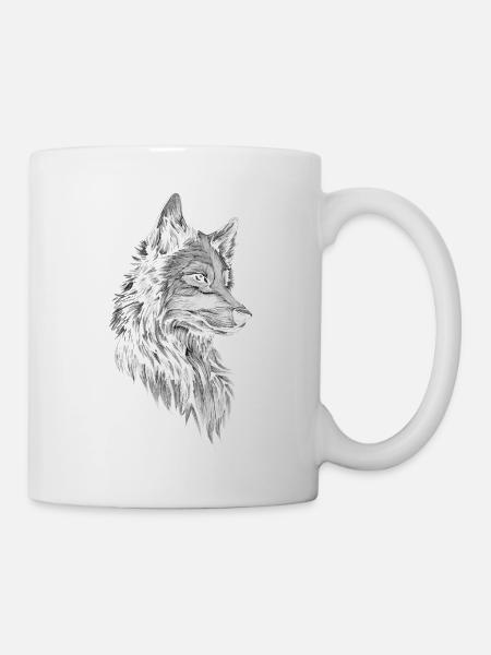 Wolf Kopf Realistisch - Tasse - Weiß
