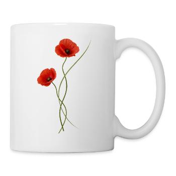 Rote Mohnblumen elegant im Ikebana Stil - Tasse - Weiß - Rechts