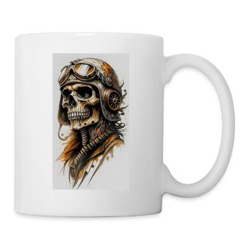 Skelettpilot im Steampunk-Style - Tasse - Weiß - Rechts