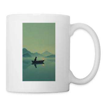 Black Cat au mont Fuji – Asian Zen Design - Mug blanc - blanc - Droite