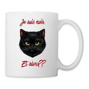 Chat noir et texte rouge audacieux - Mug blanc - blanc - Droite