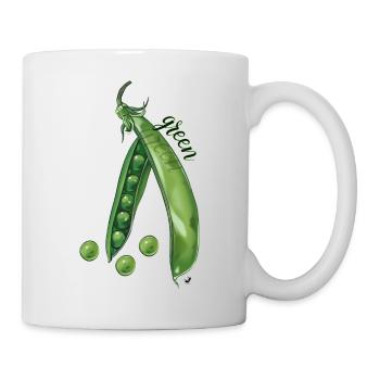 Green pea pod and peas illustration - Mug - white - Right