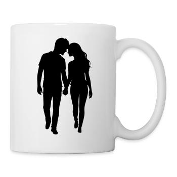 Couple Silhouette Amour Romance Petit ami de la Saint-Valentin - Mug blanc - blanc - Droite