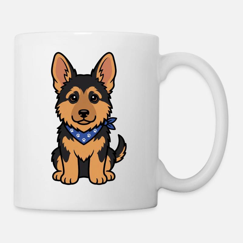 Cute German Shepherd Puppy with Bandana - Mug - white