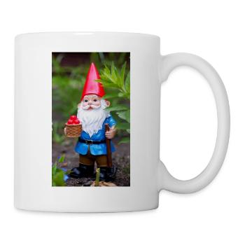 Gartengnom mit Korb - Tasse - Weiß - Rechts