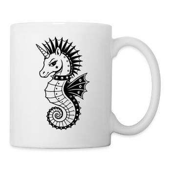 Motif punk de l’hippocampe licorne - Mug blanc - blanc - Droite
