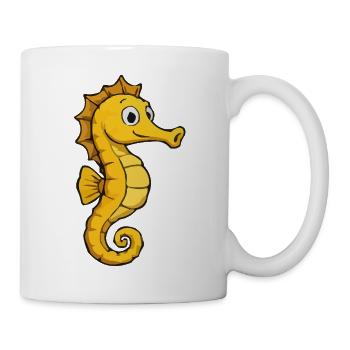 Yellow Cartoon Seahorse - Mug - white - Right