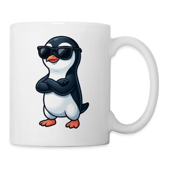 Cute Penguin Cartoon Sunglasses Summer Cool - Mug - white - Right