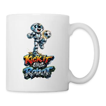 Fussballroboter balanciert Ball auf dem Knie - Tasse - Weiß - Rechts