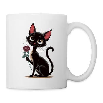 Black Cat Rose T-Shirt - Tasse - Weiß - Rechts