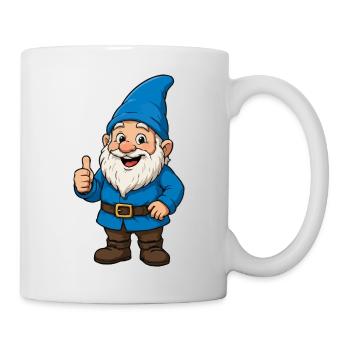 Blauer Gartenzwerg Daumenhoch - Tasse - Weiß - Rechts