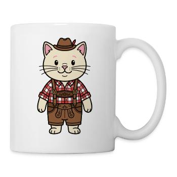 Deutsche Katze in Lederhosen - Tasse - Weiß - Rechts