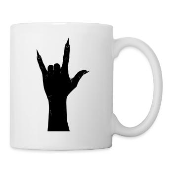 Silhouette de la main rocheuse avec cornes - Mug blanc - blanc - Droite