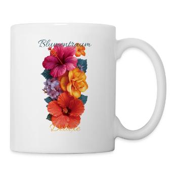 Blumentraum Deluxe – Tropische Hibiskus Blüten - Tasse - Weiß - Rechts
