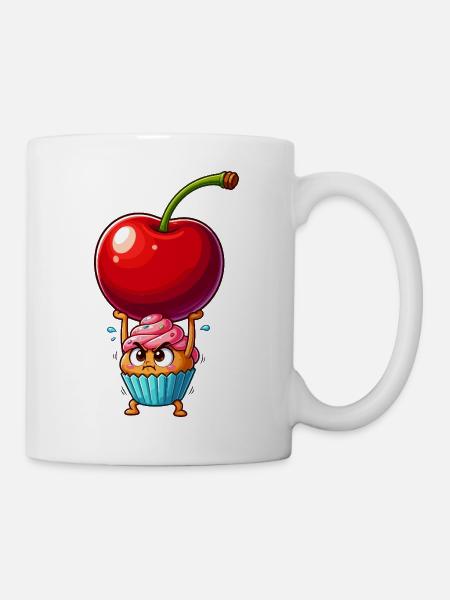 Kirsche Kraft Cupcake Held - Tasse - Weiß