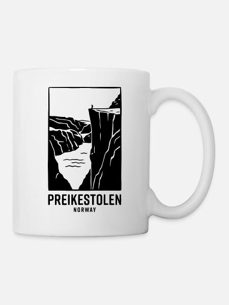 Preikestolen Norwegen Silhouette  - Tasse - Weiß
