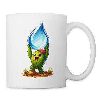 Cactus with Wasserklaer drops - Mug - white - Right