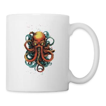 Orange Ink Octopus Art - Mug - white - Right