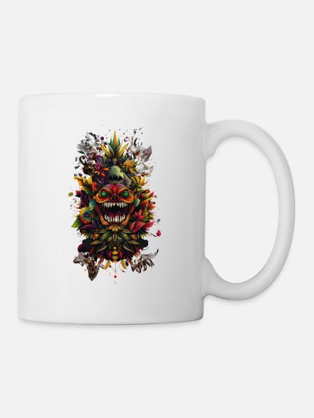 Psychedelischer Blütenkronen-Totem - Tasse - Weiß