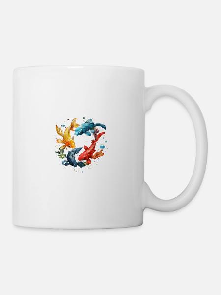 Koi Kreis Wasserfarben Muster - Tasse - Weiß