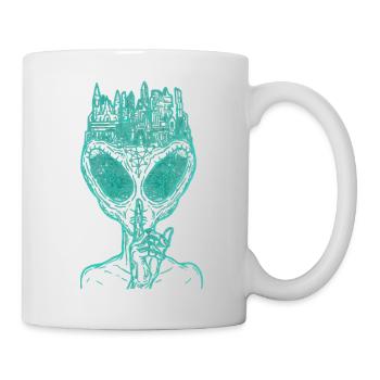 Silent Alien City – Futuristic Sci-Fi Alien - Mug - white - Right