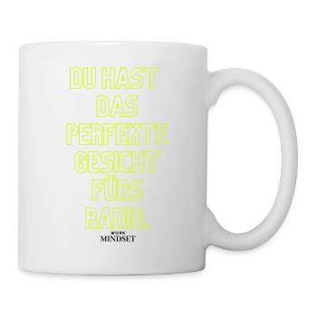 Neon Typo: Du hast das perfekte Gesicht - Tasse - Weiß - Rechts