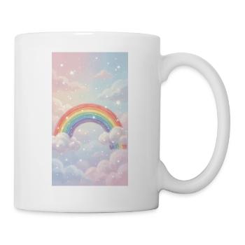 Regenbogen pastel Hintergrund - Tasse - Weiß - Rechts